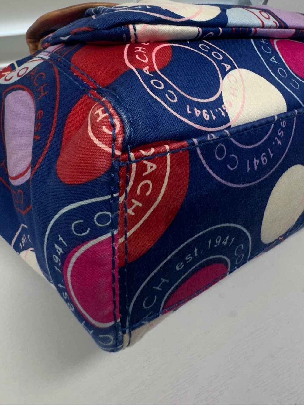 Coach Small Leah Multicolor Polka-Dot Print Bag - Picture 6 of 13